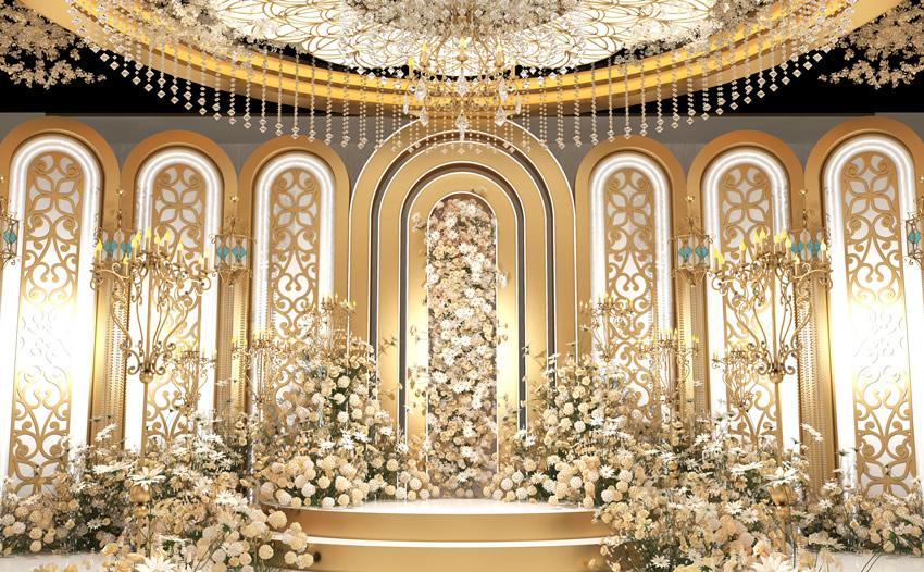 崇明香槟色调婚礼堂效果展示